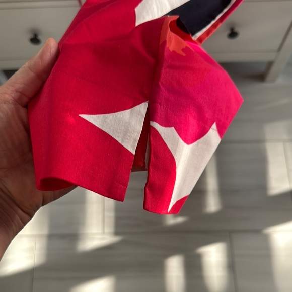 Marimekko Red and White Poppy Wide Length Cropped Summer Pants Size 10/EU 38 - Picture 6 of 8